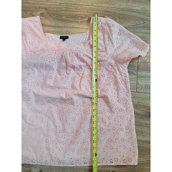 Talbots Peach Eyelet Blouse Sz XL Petite - Picture 4 of 11